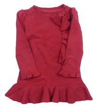 Červené pletené šaty s volánkem GAP