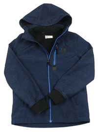 Tmavomodrá melírovaná softshellová bunda s kapucí H&M