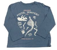 Modrošedé triko s dinosaury Primark