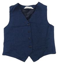 Tmavomodrá společenská lněná vesta H&M