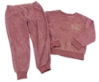 2set - Růžová froté mikina s výšivkou + kalhoty George 