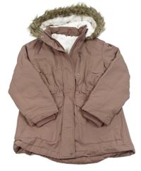 Starorůžová šusťáková zimní parka s kapucí George 