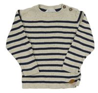 Smetanovo-tmavomodrý pruhovaný svetr H&M