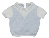 Světlemodro-bílé kárované pletené polo tričko 