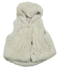 Smetanová kožešinová podšitá vesta s kapucí Yd. 