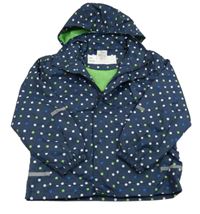 Tmavomodrá šusťáková jarní bunda s puntíky a kapucí Alive
