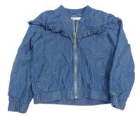 Modrá riflová jarní bunda s volánky H&M