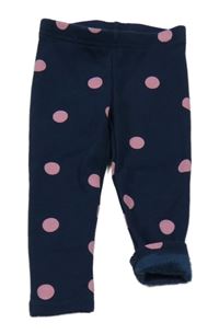 Tmavomodré zateplené legíny s puntíky Lily&Dan