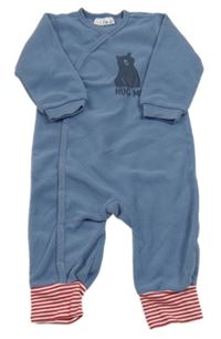 Modrošedý fleecový overal s medvídkem Ergee