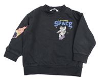 Antracitová oversize mikina s vesmírem M&S