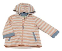Růžovo-bílá pruhovaná šusťáková jarní bunda s kapucí Bhs