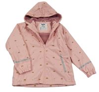 Světlerůžová nepromokavá jarní bunda s korunkami a kapucí Lupilu