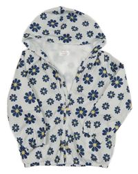 Bílá šusťáková jarní bunda s květy a kapucí Prénatal 