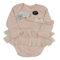 Nové - 2est - Světlerůžové body se síťovinou a puntíky + čelenka Bluezoo