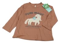 Nové - Starorůžové triko s jednorožcem Tex