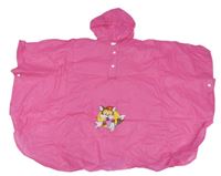 Růžové šusťákové pláštěnkové pončo s liškou a kapucí 