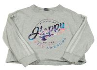 Šedá melírovaná crop mikina s nápisem Next