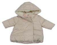 Světlerůžová šusťáková prošívaná zimní parka s kapucí Next