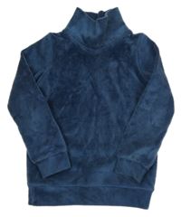 Tmavomodrá plyšová mikina se stojáčkem