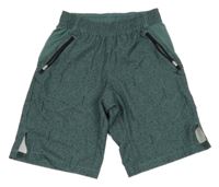 Zeleno-černé vzorované sportovní funkční kraťasy Decathlon