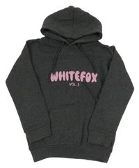 Tmavošedá mikina s logem a kapucí White Fox
