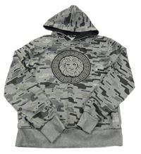 Šedo-černá vzorovaná mikina se lvem a kapucí Top Star