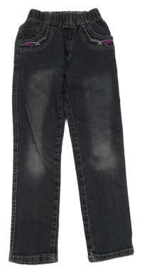 Šedé rifle s výšivkou 