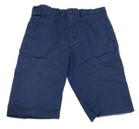 Tmavomodré plátěné chino kraťasy H&M