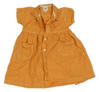 Oranžové kostkované plátěné propínací šaty Confetti