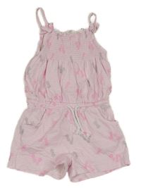 Bílo-růžový pruhovaný letní overal s ananasy F&F