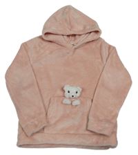 Broskvová chlupatá mikina s klokankou a kapucí H&M