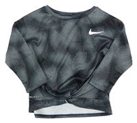 Šedo-černé vzorované sportovní triko s nařasením Nike