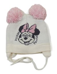 Smetanová zateplená čepice s Minnií Disney