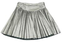 Stříbrná plisovaná koženková sukně ZARA