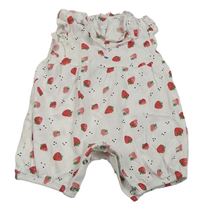 Bílý kraťasový overal s jahůdkami a voláínky Matalan