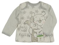 Nové - bílo-šedé triko s Pú a Prasátkem a\ hvězdičkami a pruhy George