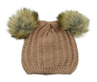 Pudrovo-šedá melírovaná čepice s bambulemi PRIMARK