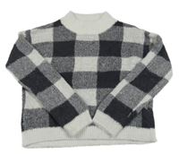 Černo-světlešedý kostkovaný svetr PRIMARK