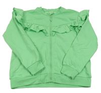 Zelená propínací mikina s volánky HEMA