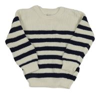 Bílo-tmavomodrý pruhovaný žebrovaný svetr PRIMARK