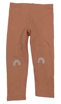 Pudrové melírované teplákové zateplené legíny s duhami George