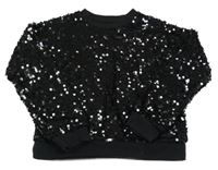 Černá mikina s tylem s flitry F&F