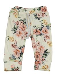 Smetanové tepláky s růžemi