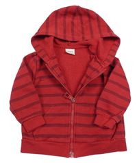 Červeno-tmavomodrá pruhovaná propínací mikina s kapucí NEVADA