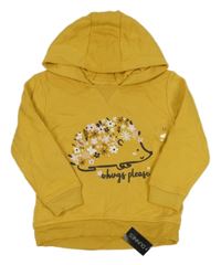 Nové - okrová mikina s ježečkem a nápisem a kapucí St. Bernard