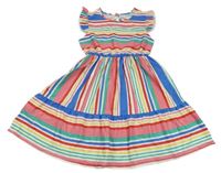 Barevné pruhované šaty s volánky SHEIN