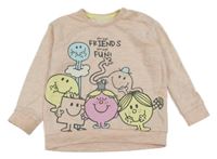Broskvová melírovaná mikina s MR. MEN a LITTLE MISS George