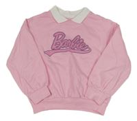 Růžová mikina s logem a bílým límečkem Barbie