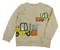 Světlebéžová mikina se stavebními stroji Topolino