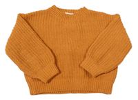 Cihlový žebrovaný žinylkový oversize svetr H&M